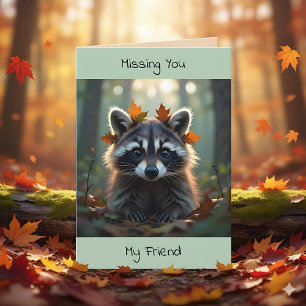 Cute Raccoon   Thinking About You Card