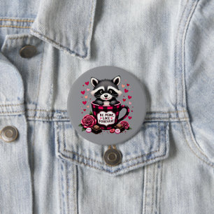 Cute Raccoon Valentine Buffalo Plaid Aesthetic 7.5 Cm Round Badge