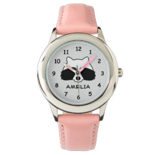 Cute raccoon watch personalized with kid's name