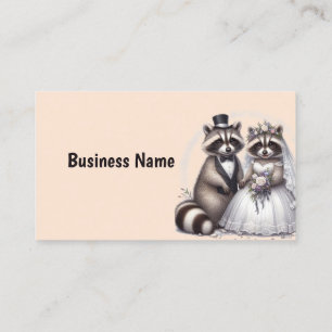 Cute Raccoon Wedding Animal Custom  Business Card