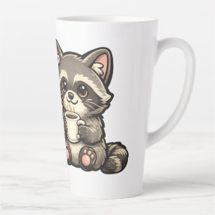 Cute Raccoon with Coffee – Cozy Kawaii Animal Latte Mug