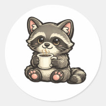 Cute Raccoon with Coffee – Kawaii Cozy Animal