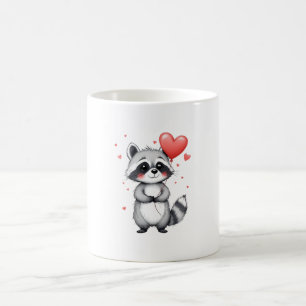 Cute Raccoon with Heart Balloons Coffee Mug