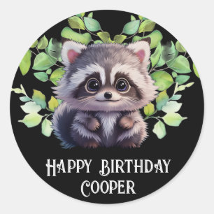 Cute raccoon woodland animals forest friends  classic round sticker