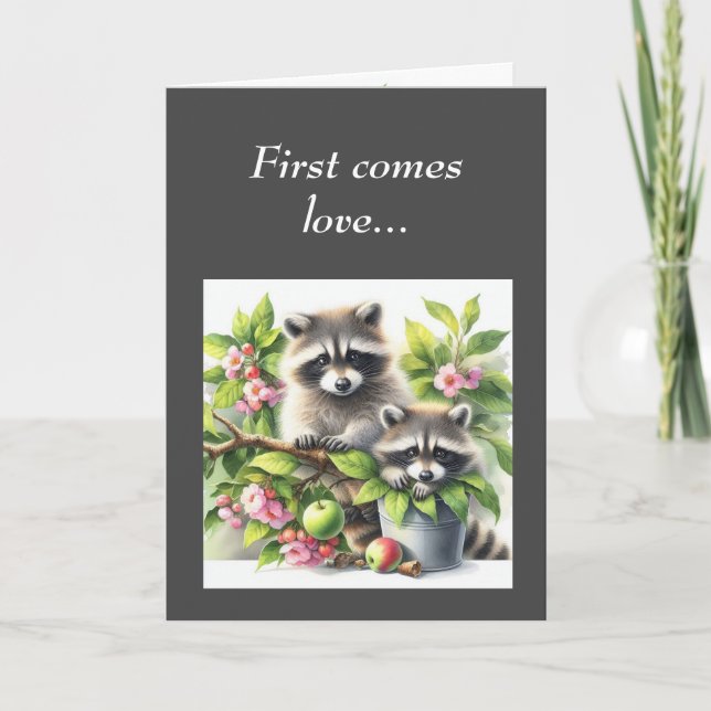 Cute Raccoons Anniversary to Couple Card (Front)