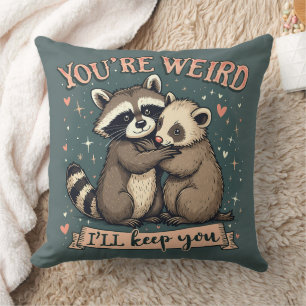 Cute Raccoons Woodland Quirky Love Art Cushion