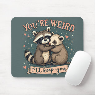 Cute Raccoons Woodland Quirky Love Art Mouse Pad