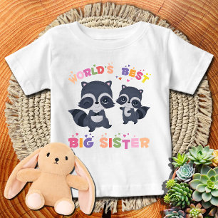 Cute Raccoons 🦝 World's Best Big Sister Baby T-Shirt