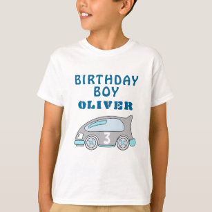 Cute Race Car Blue Birthday Boy Guest of Honor T-Shirt
