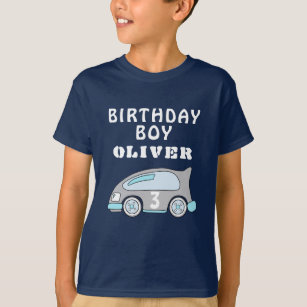 Cute Race Car Blue Birthday Boy Guest of Honor T-Shirt