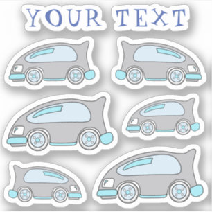 Cute Race Car Cartoon Drawing Name Kids Sticker