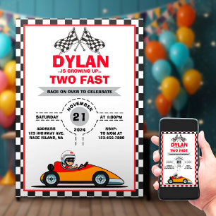 Cute Racer Birthday Invitation
