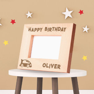 Cute Racing Car Happy Birthday Boy Photo Etched Frames