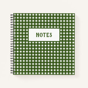 Cute Racing Green & White Plaid Everyday Notebook