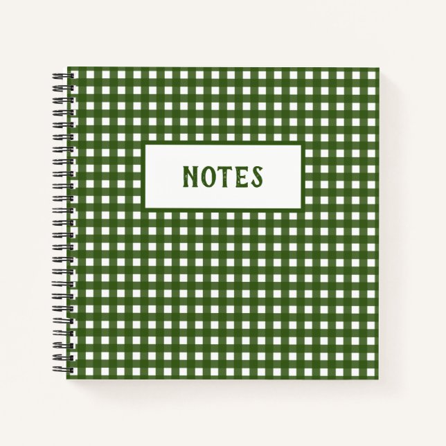 Cute Racing Green & White Plaid Everyday Notebook (Front)