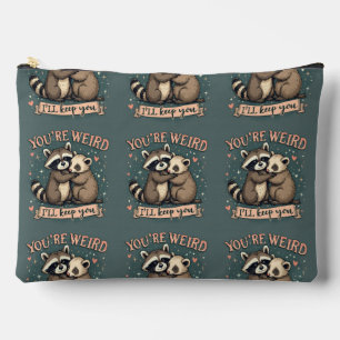 Cute Racoon and Ferret Hug with Funny Quote Accessory Pouch