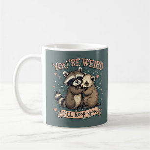 Cute Racoon and Ferret Hug with Funny Quote Coffee Mug
