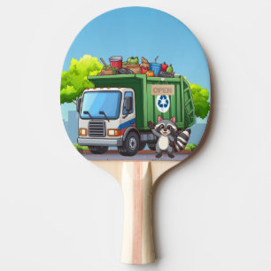 Cute racoon and "food" truck ping pong paddle