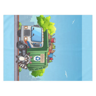 Cute racoon and "food" truck tablecloth
