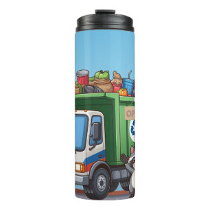 Cute racoon and "food" truck thermal tumbler