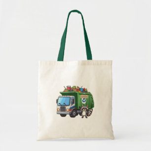 Cute racoon and "food" truck tote bag