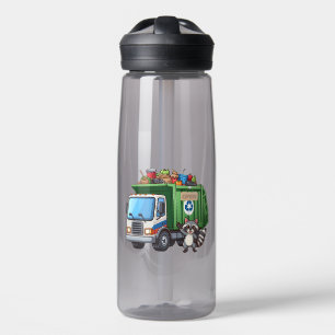 Cute racoon and "food" truck water bottle