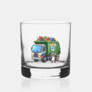 Cute racoon and "food" truck whiskey glass