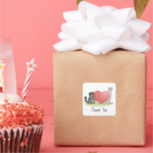 Cute Racoon and Llama Sq1uare Thank You   Square Sticker