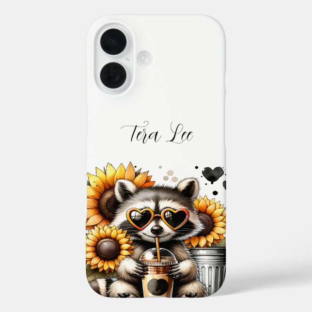 Cute Racoon and Sunflowers Case-Mate iPhone Case (Back)