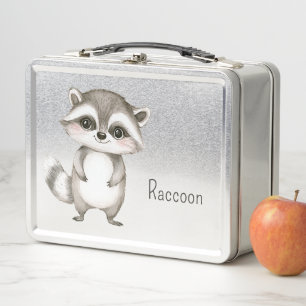 Cute Racoon Animal Metal Lunch Box