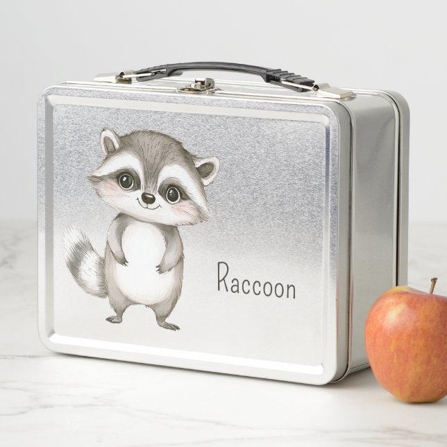 Cute Racoon Animal Metal Lunch Box (In Situ)