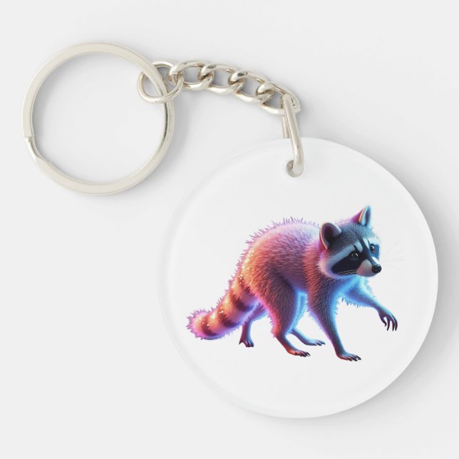 Cute Racoon Art Key Ring (Front)
