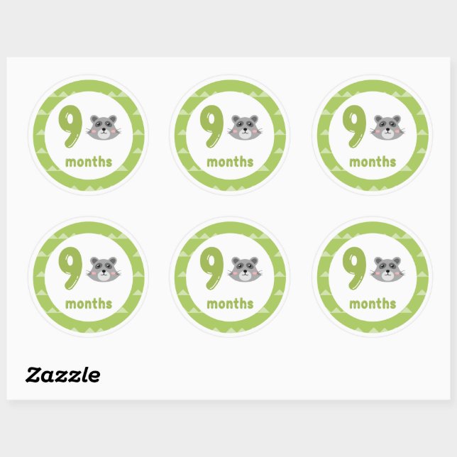 Cute Racoon Baby Monthly Milestone  Classic Round Sticker (Sheet)