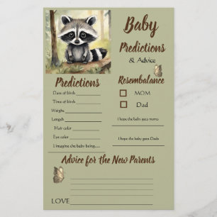 Cute Racoon Baby Predictions Advice Card