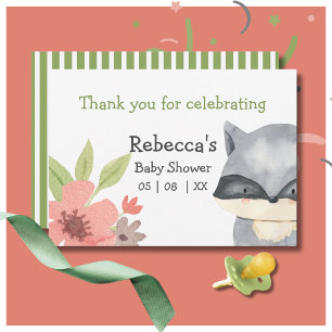 Cute Racoon Baby Shower Thank You Card 