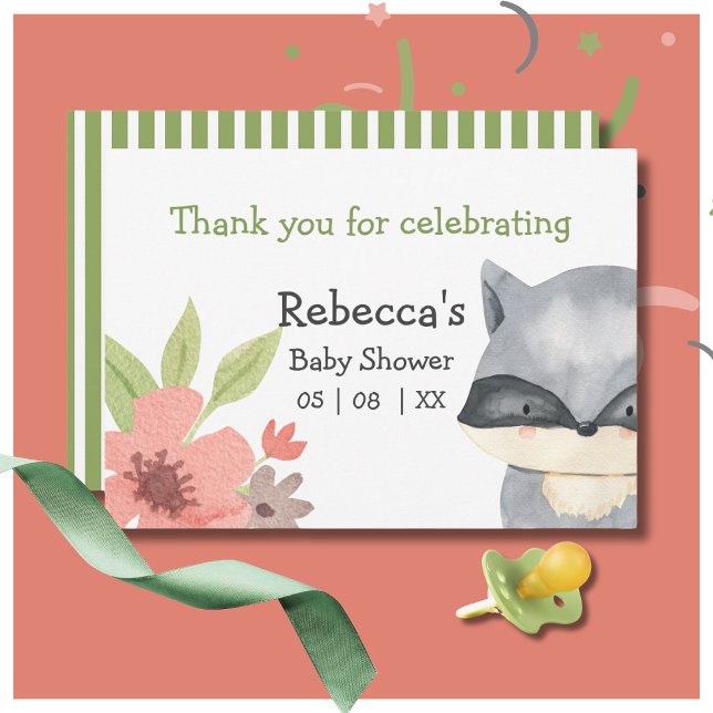 Cute Racoon Baby Shower Thank You Card  (Creator Uploaded)
