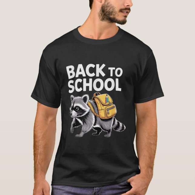 Cute Racoon Back To School Backpack Funny Kids Gi T-Shirt (Front)
