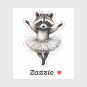 Cute racoon ballerina dancing ballet