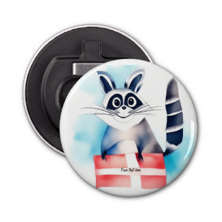 Cute racoon birthday gift bottle opener