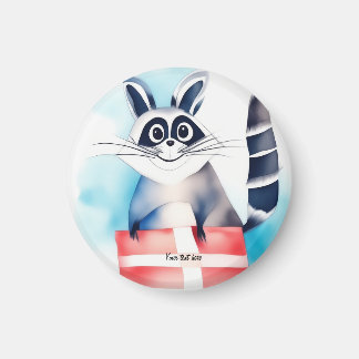 Cute racoon birthday gift magnet