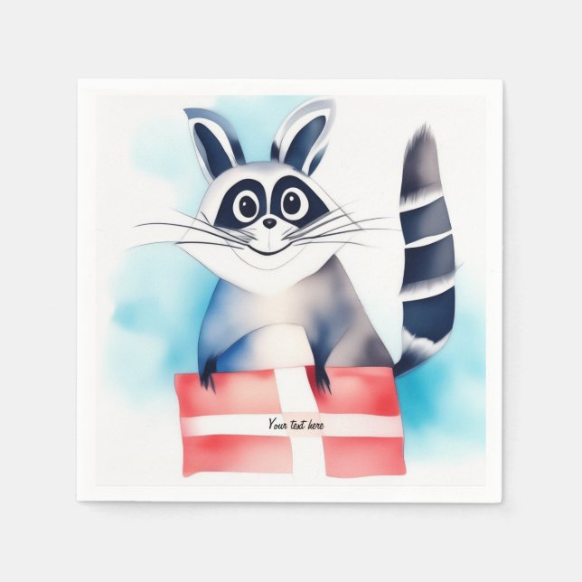 Cute racoon birthday gift napkin (Front)
