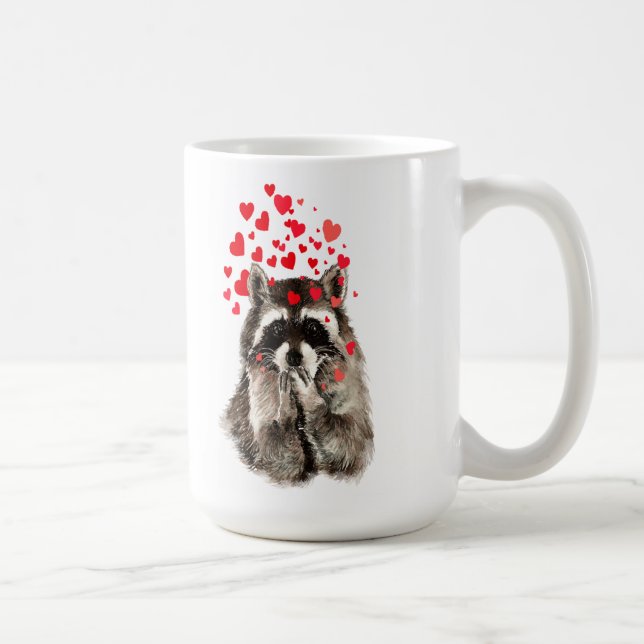 Cute Racoon Blowing Kisses Animal Nature Art Coffee Mug (Right)