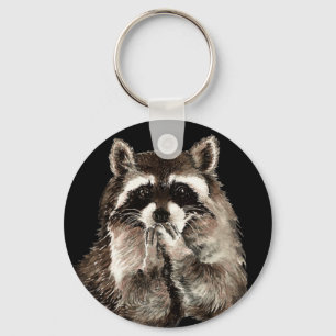 Cute Racoon Blowing Kisses Humour animal art Key Ring