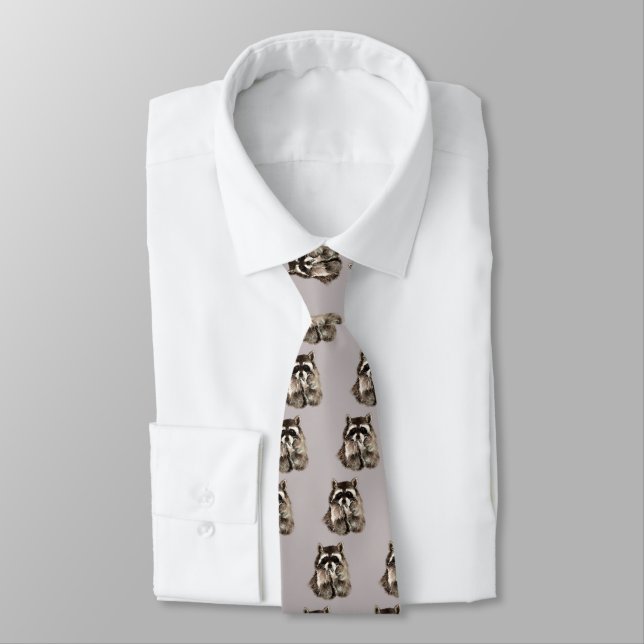 Cute Racoon Blowing Kisses Humour animal art Tie (Tied)
