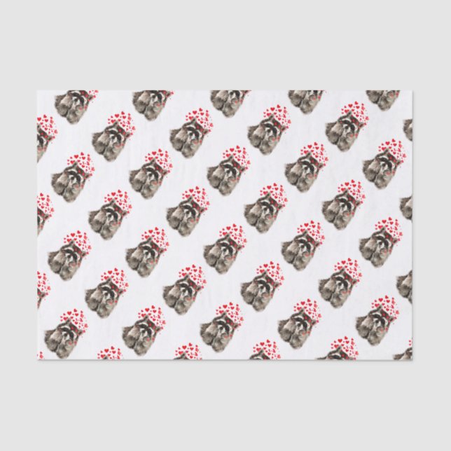 Cute Racoon Blowing Kisses Love Hearts Animal Tissue Paper (Front)