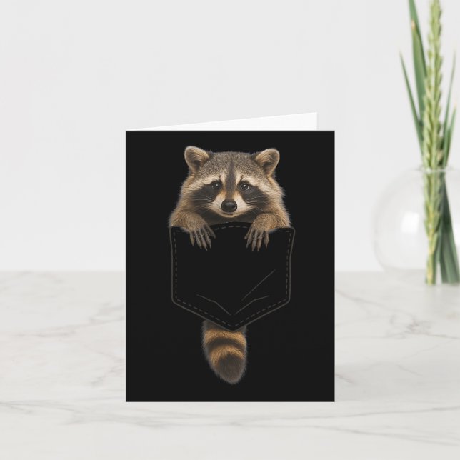 Cute Racoon Cket Funny For Men Women Kid  Card (Front)