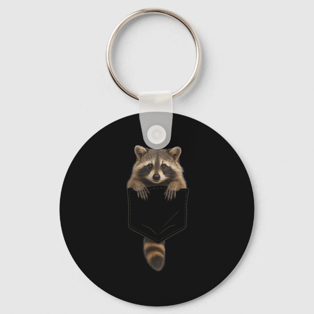 Cute Racoon Cket Funny For Men Women Kid  Key Ring (Front)
