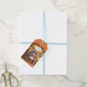 Cute Racoon Eating Strawberry Doughnut Personali Gift Tags