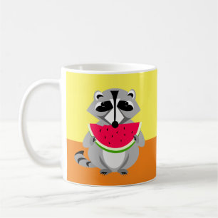 Cute racoon Eating Watermelon Coffee Mug