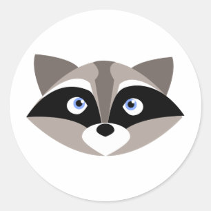Cute Racoon Face Classic Round Sticker